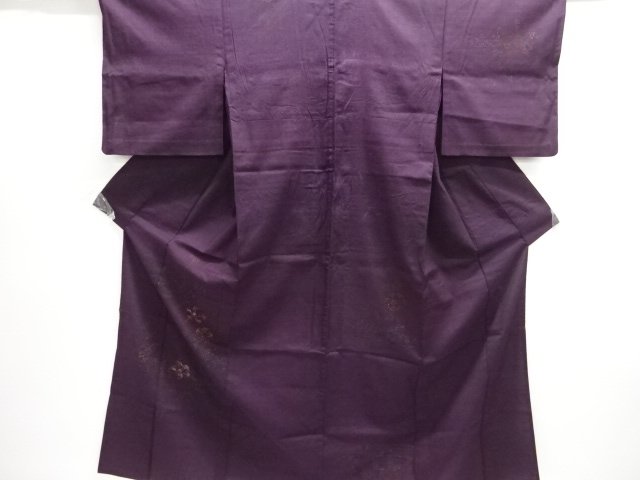 JAPANESE KIMONO / ANTIQUE HITOE KIMONO / SILK / TSUMUGI / EMBROIDERY / FLOWER
